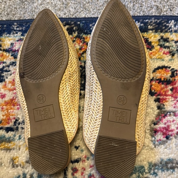 Time and Tru // wicker woven pointed toe backless loafer flats - Picture 3 of 5